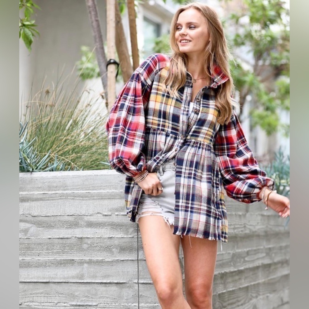 Plaid!! Plaid Swing Top